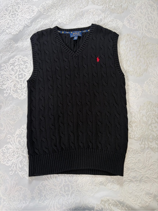 Polo Ralph Lauren Other - Polo Ralph Lauren Boys Cable Knit Sweater Vest Black With Red Pony Medium 10/12